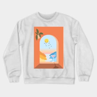 Mediterranean Sea view from window Crewneck Sweatshirt